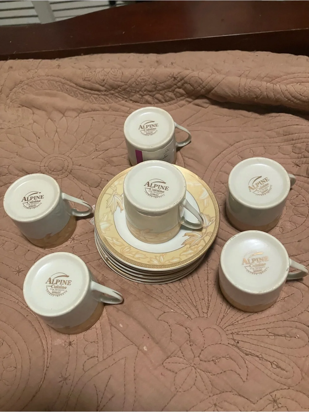 Set of  Porcelain Espresso Cup Sets with Gold Trim